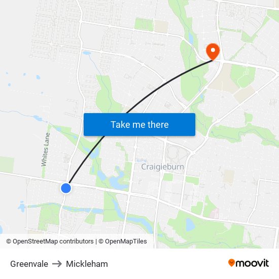 Greenvale to Mickleham map