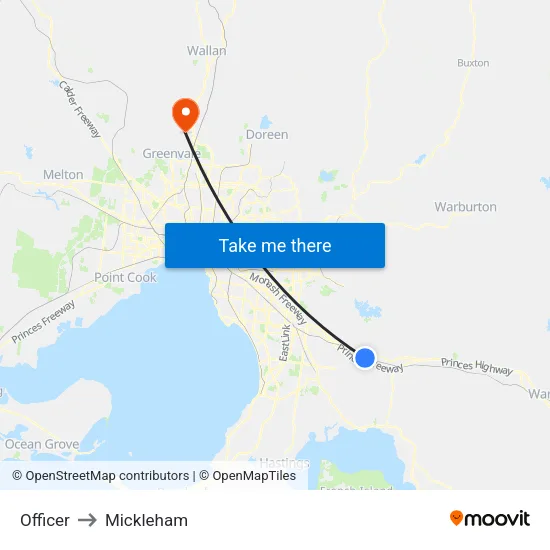 Officer to Mickleham map