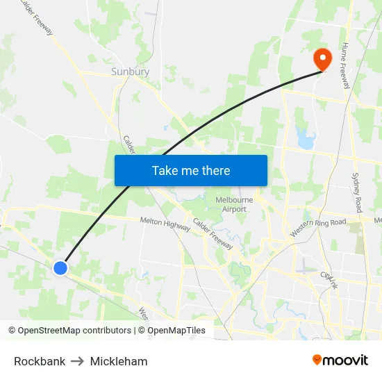Rockbank to Mickleham map