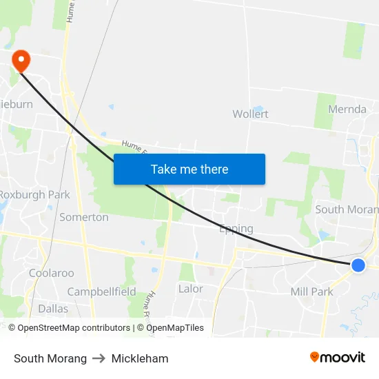 South Morang to Mickleham map