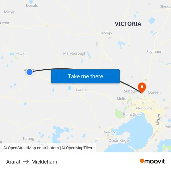 Ararat to Mickleham map