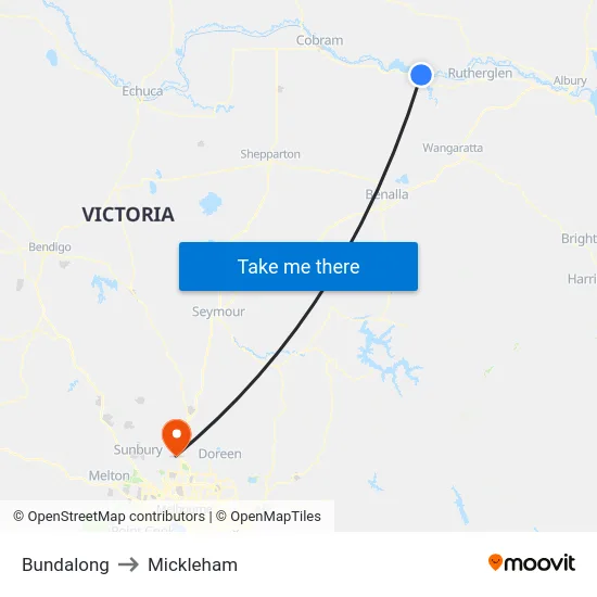 Bundalong to Mickleham map