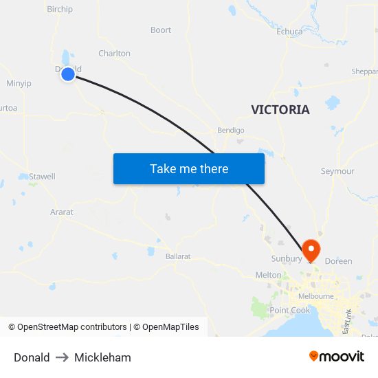 Donald to Mickleham map