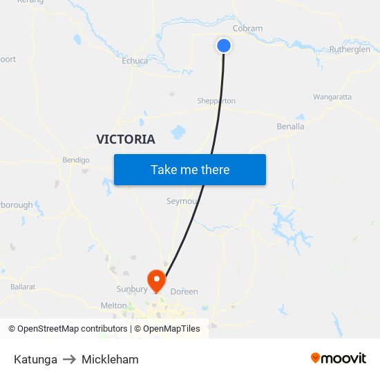 Katunga to Mickleham map