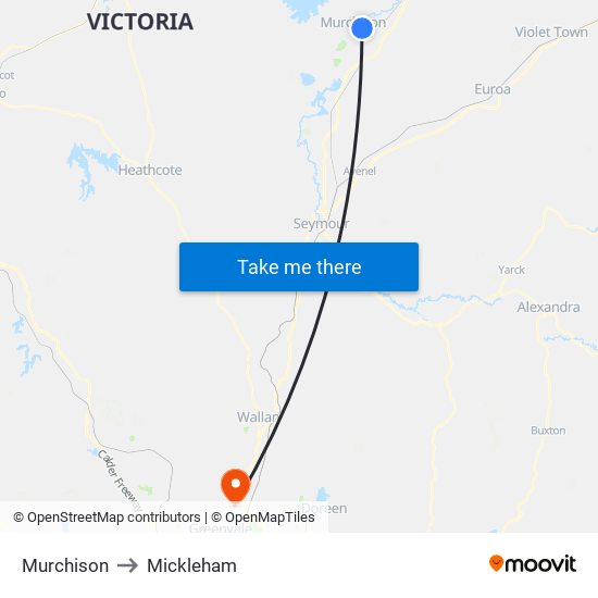 Murchison to Mickleham map