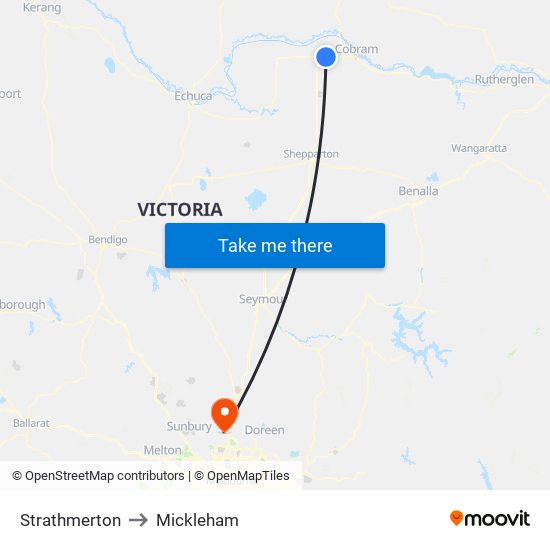 Strathmerton to Mickleham map