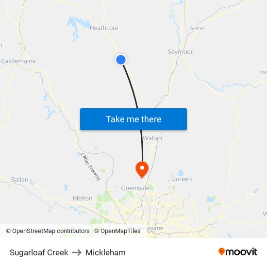 Sugarloaf Creek to Mickleham map