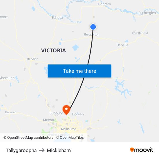 Tallygaroopna to Mickleham map