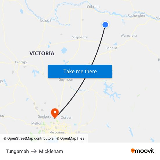 Tungamah to Mickleham map