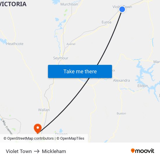 Violet Town to Mickleham map