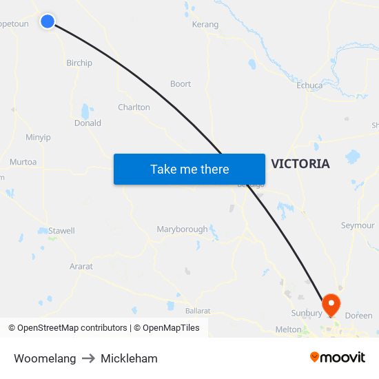 Woomelang to Mickleham map