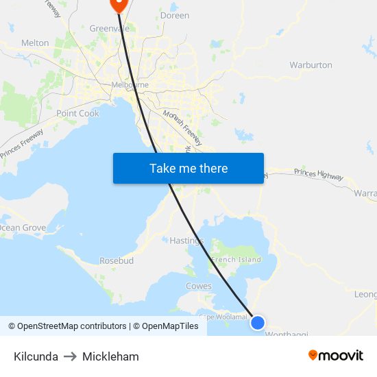 Kilcunda to Mickleham map