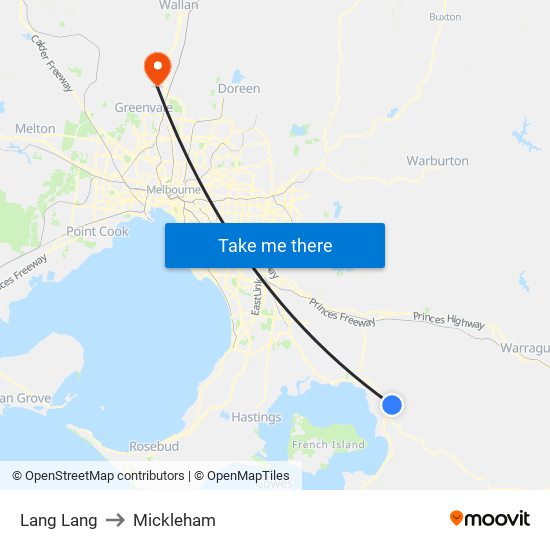 Lang Lang to Mickleham map
