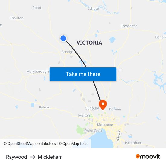 Raywood to Mickleham map