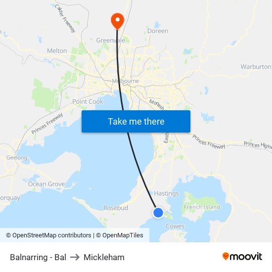 Balnarring - Bal to Mickleham map