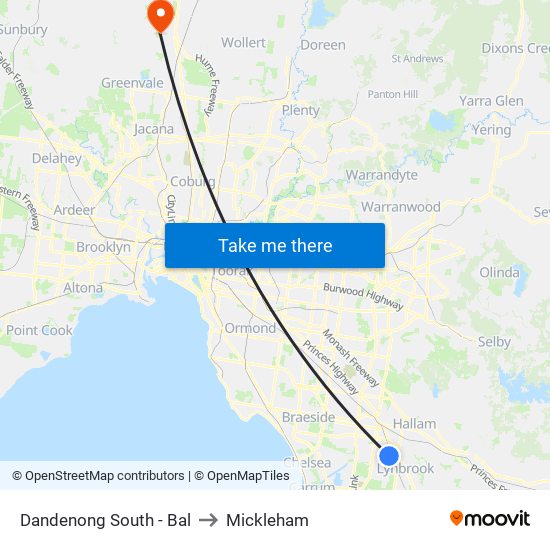 Dandenong South - Bal to Mickleham map