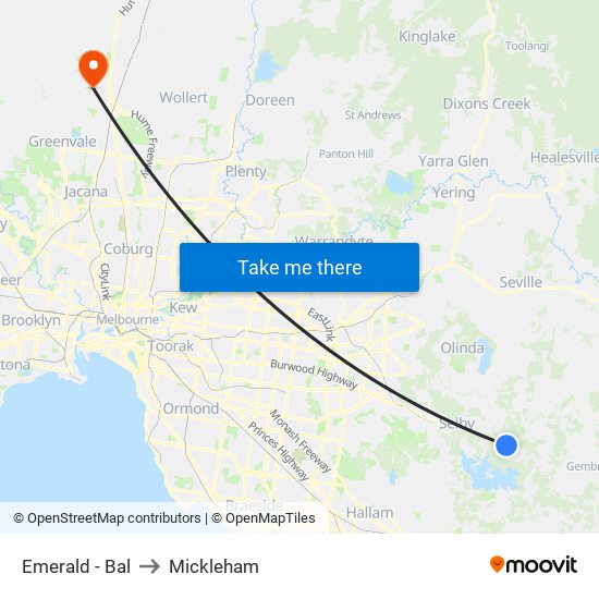 Emerald - Bal to Mickleham map