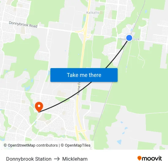 Donnybrook Station to Mickleham map