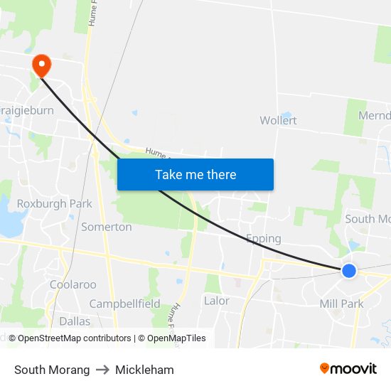 South Morang to Mickleham map