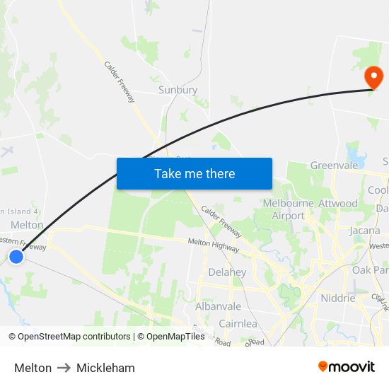 Melton to Mickleham map