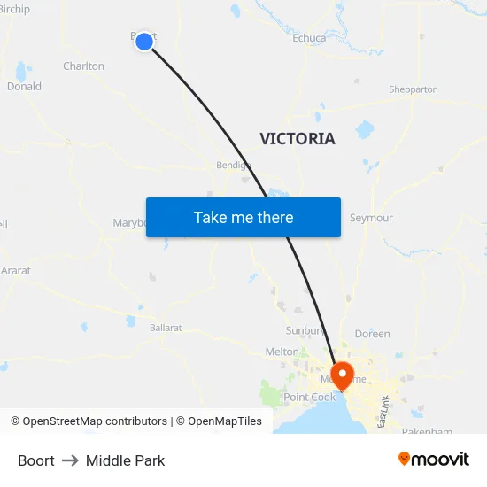 Boort to Middle Park map