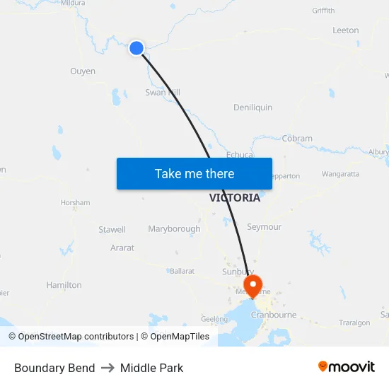 Boundary Bend to Middle Park map