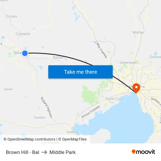 Brown Hill - Bal to Middle Park map