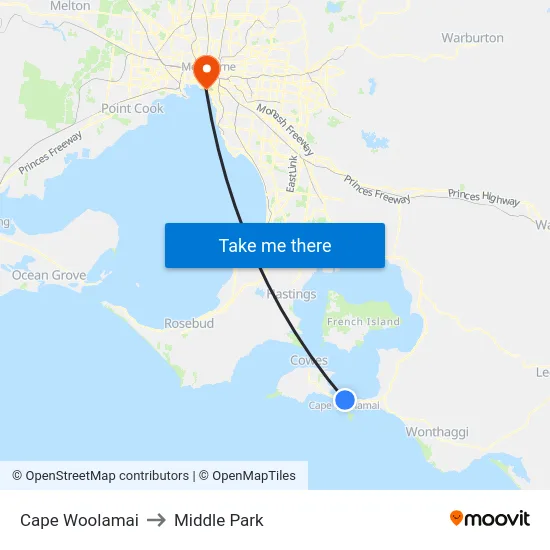 Cape Woolamai to Middle Park map