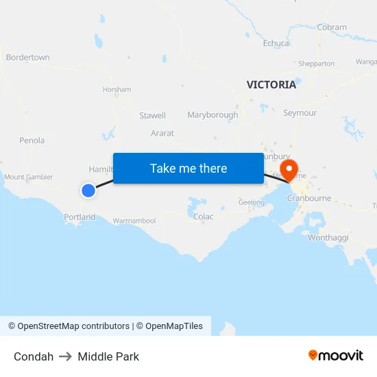 Condah to Middle Park map