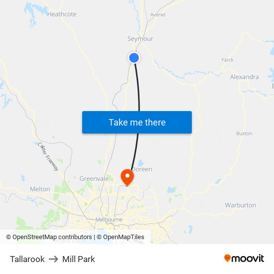 Tallarook to Mill Park map