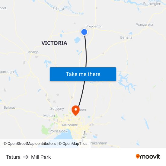 Tatura to Mill Park map