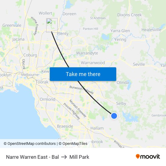 Narre Warren East - Bal to Mill Park map