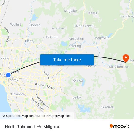 North Richmond to Millgrove map