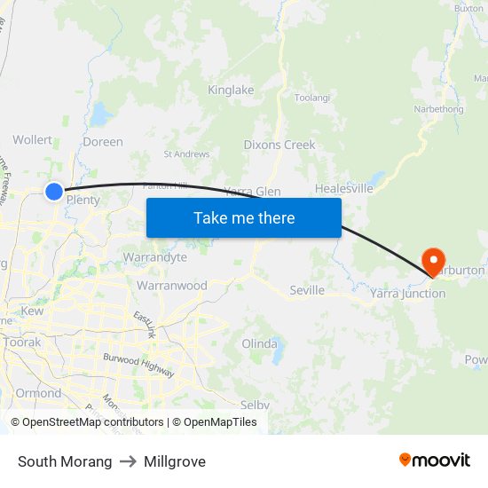 South Morang to Millgrove map