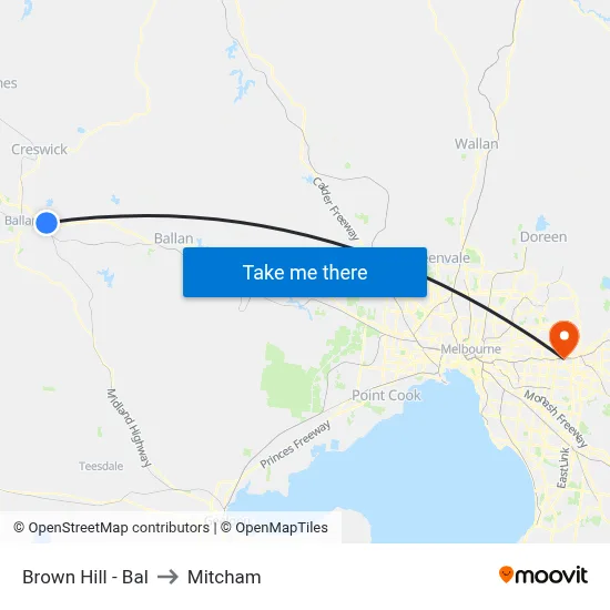 Brown Hill - Bal to Mitcham map