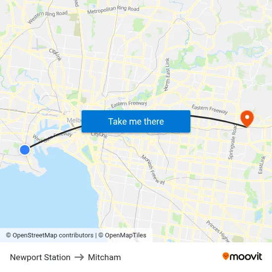 Newport Station to Mitcham map