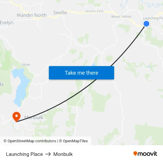 Launching Place to Monbulk map