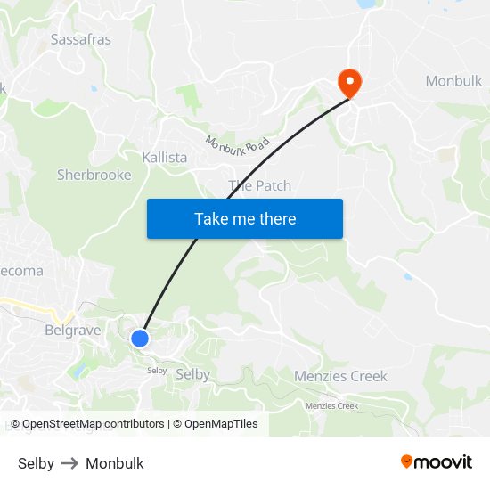 Selby to Monbulk map