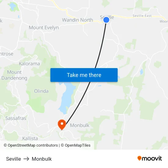 Seville to Monbulk map