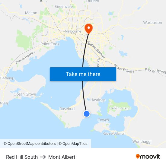 Red Hill South to Mont Albert map