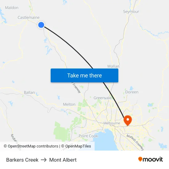 Barkers Creek to Mont Albert map