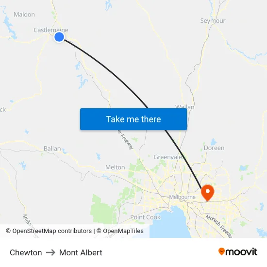 Chewton to Mont Albert map