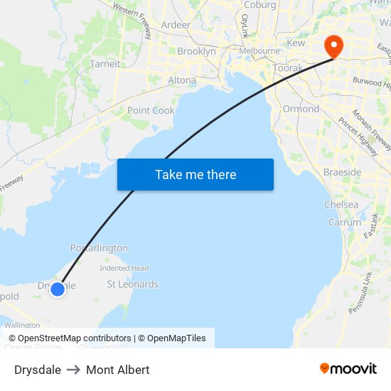 Drysdale to Mont Albert map