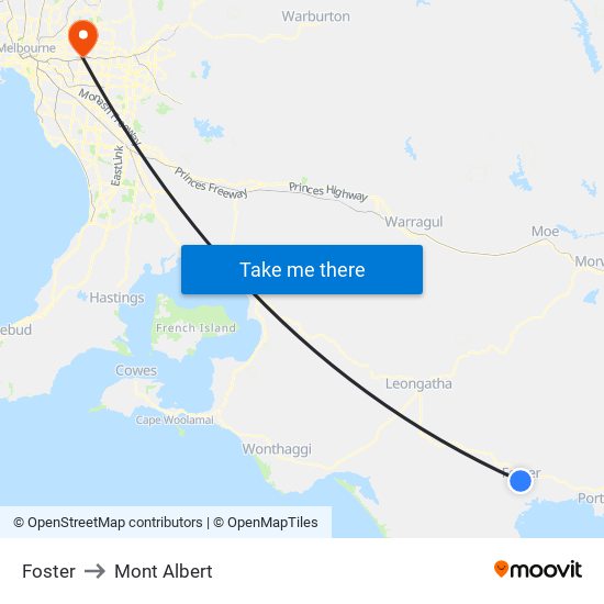 Foster to Mont Albert map