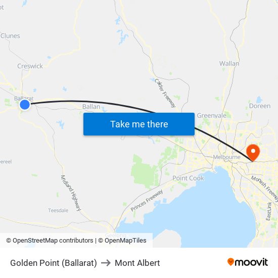 Golden Point (Ballarat) to Mont Albert map