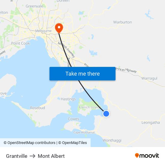 Grantville to Mont Albert map