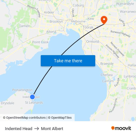 Indented Head to Mont Albert map