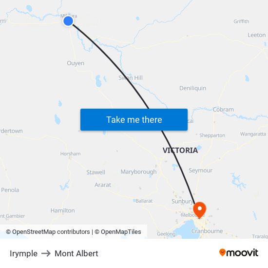 Irymple to Mont Albert map