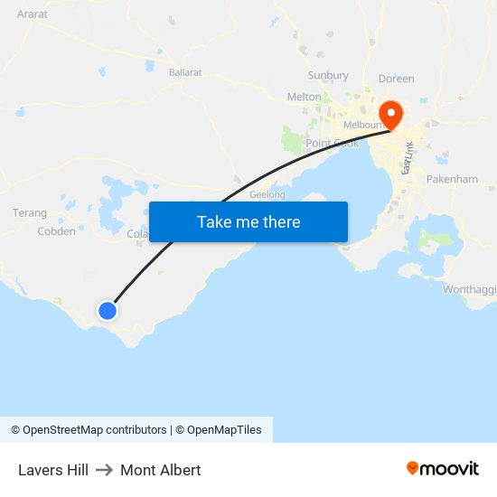 Lavers Hill to Mont Albert map