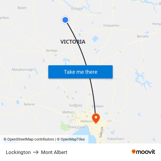 Lockington to Mont Albert map